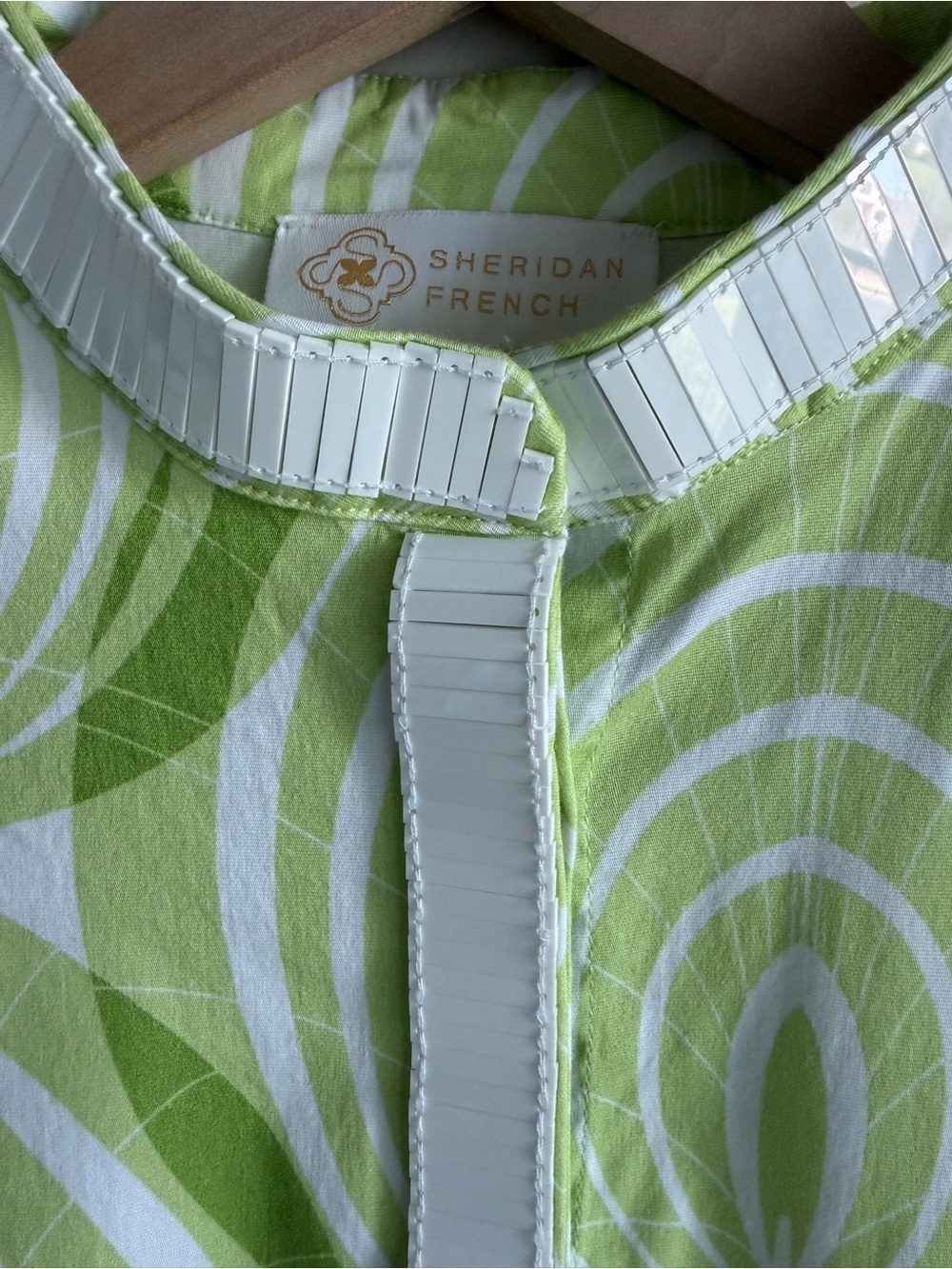 Sheridan French Lime Green White Print Maxi Dress XS Flutter Sleeve Belted - Picture 6 of 13